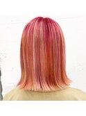 切りっぱなしボブ姫カット同系色デザインカラー