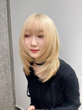 サンク 原宿 表参道(cinq) ミルクティーグレージュ小顔ウルフレイヤーくびれロングレイヤー