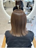マロンベージュ髪質改善ブリーチなし切りっぱなし外ハネボブ_N10