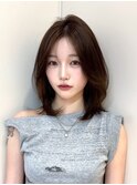 ミディアムレイヤーカット/髪質改善/韓国/黒髪/小顔/前髪/天神