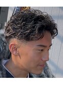ホワイトメッシュゆるめ極道パーマ