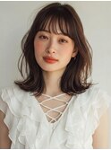 ミディアム20代30代ストレートレイヤー前髪なし前髪あり越谷