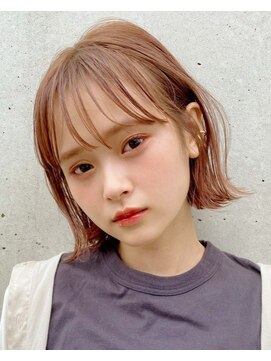 パザパ 成沢店(pa.za.pa.) 韓国風外はねハイトーンボブ/コーラルベージュ/20代30代40代