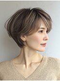 ミセスショートボブ白髪ぼかし脱白髪染め30代40代50代60代♪