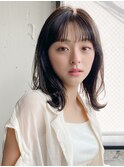 小顔 前髪 レイヤーカット ダークブルー ワンホンレイヤー "