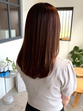 ヘッズ 高木瀬店(HEADS) 髪質改善 艶髪 ダークブラウン 20代 顔周りカット レイヤー