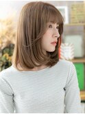 夏カラーブリーチなしフレンチバングワンカールセミディ20代h5