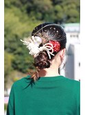 #成人式ヘア #卒業式ヘア #金箔ヘアアレンジ #水引きアレンジ