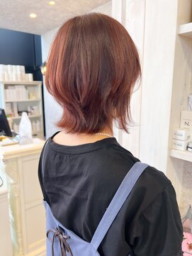 キャアリー(Caary) 福山市美容室Caary人気 夏ヘア外ハネミディアムウルフヘア