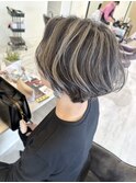 ひし形ショートボブ×ハイライト