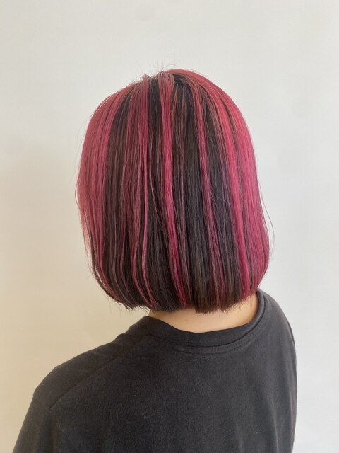 ピンク系アンブレラカラー　髪質改善トリートメント