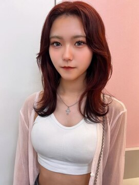 ミミヘアーガーデン(mimi hair garden) ブリーチなしダブルカラー/レッドブラウン/レイヤーカット