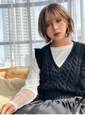 ナチュラルボブ前髪あり20代30代40代50代ショートボブ