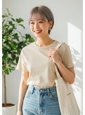 マッシュショート耳だしショートホワイトブロンドくすみベージュ