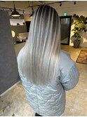 white silver balayage