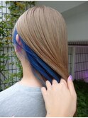 ミルクティーベージュ×ブルーインナーカラー・トリートメント
