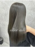 オリーブグレージュ 暗髪 赤み消し　20代30代40代