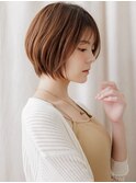 美髪アプリコットオレンジマッシュショートボブZ川口30代40代