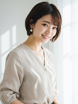 オッジ 西新店(Oggi) ショートボブ 顔周りカット 前髪カット ブラウンベージュ 20代