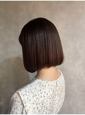 ツヤサラ縮毛矯正×ダークブラウンボブ