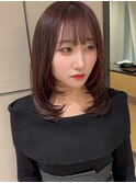 似合わせイメチェンハッシュカットフルバングレッドブラウンレイ