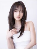 くびれヘアミディアムレイヤーカット/前髪/小顔韓国くびれヘア