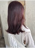 ブリーチなしピンクブラウンベージュ暖色イメチェンミディアム
