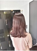 ピンクベージュカラー× 波巻きセミロング