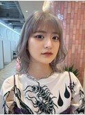 ミディアムレイヤー顔周りレイヤー韓国ヘアラベンダーホワイト