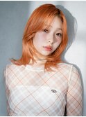 顔周りレイヤー韓国ヘアミディアムおくれ毛_F40885