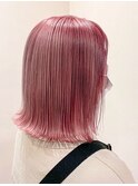 mowen 南堀江 ピンクカラー×外ハネボブ×ウェットスタイリング