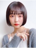 Say.ミニボブグレージュ黒髪ぱっつん前髪ショート表参道学割U24