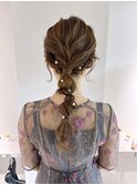 あみおろし/編みおろし/ローポニー/結婚式お呼ばれヘアセット
