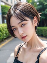 ムウ 難波(MOU)&nbsp;ショートボブルフ黒髪ネビージュ小顔ワンレン20代30代40代50代