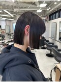 12144髪質改善艶髪切りっぱなしボブ黒髪アッシュ耳かけショート