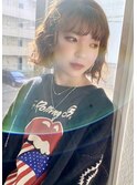 外ハネウェーブボブ☆ゴールドピンアレンジ