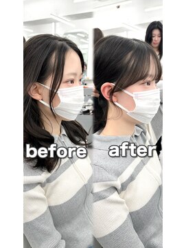 アマトウキョウ アユンチェ(AMA TOKYO×AYUNCHE) 前髪顔まわり韓国ヘアレイヤーカットサイドバンク2wayバンク韓国