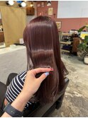 ピンクブラウンカラーレイヤーカットケアブリーチ韓国ヘア岡山