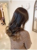 ロングレイヤー韓国ヘアインナーグラデーションブラウンベージュ