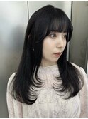 レイヤーカット/ミディアムレイヤー/黒髪/前髪カット