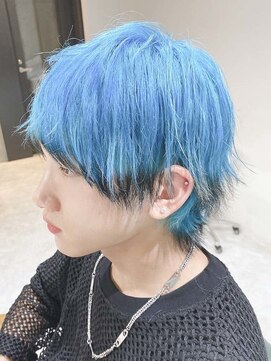 デイズ(days) 水色ブルーカラーに毛先エンドカラー/ウルフカット
