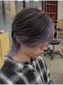 簡単オシャレパープルインナーカラーセンターパート