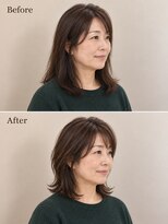 aptas 青山/表参道 白髪染め/白髪ぼかしハイライト/ボリュームアップエクステ&nbsp;表参道/青山/40代/くびれミディアム
