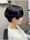 ブラックハンサムショート/くせ毛/パーマ風/ナチュラルショート