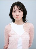 シースルーバングミディアムレイヤーカットくせ毛風外ハネボブ