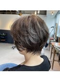大人ショート　グレイカラー白髪染め白髪ぼかし40代50代