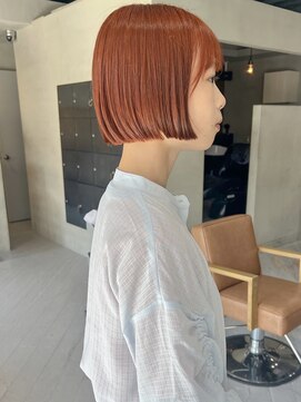 ヘアー アイス ルーチェ(HAIR ICI LUCE) ブリーチなしダブルカラーで作るオレンジミニボブ/落合