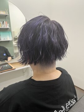 テーラヘアー 板橋店(TELA HAIR) 全方位刈り上げボブ×ブルーバイオレットハイライト♪