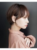 大人可愛い20代30代40代黒髪前下がりショートボブ丸みショート◎
