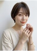 耳掛けでスッキリ見せ＊大人可愛い小顔丸みショートボブ